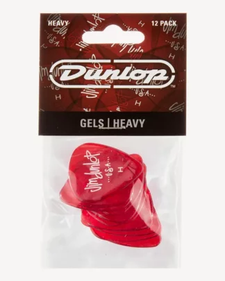 pakke med 12 styk Dunlop Gels Red guitar plektre