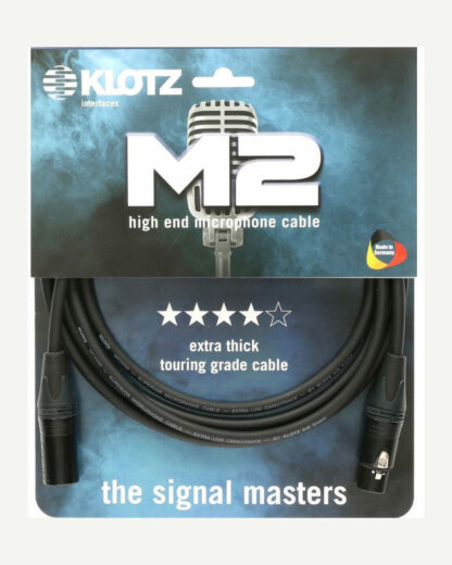 Klotz M2 mikrofonkabel. 3 meter langt med neutrik XLR stik.
