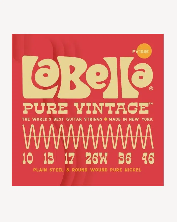 La Bella PV1046 Pure Vintage Electric Guitar Strings, Regular 10-46