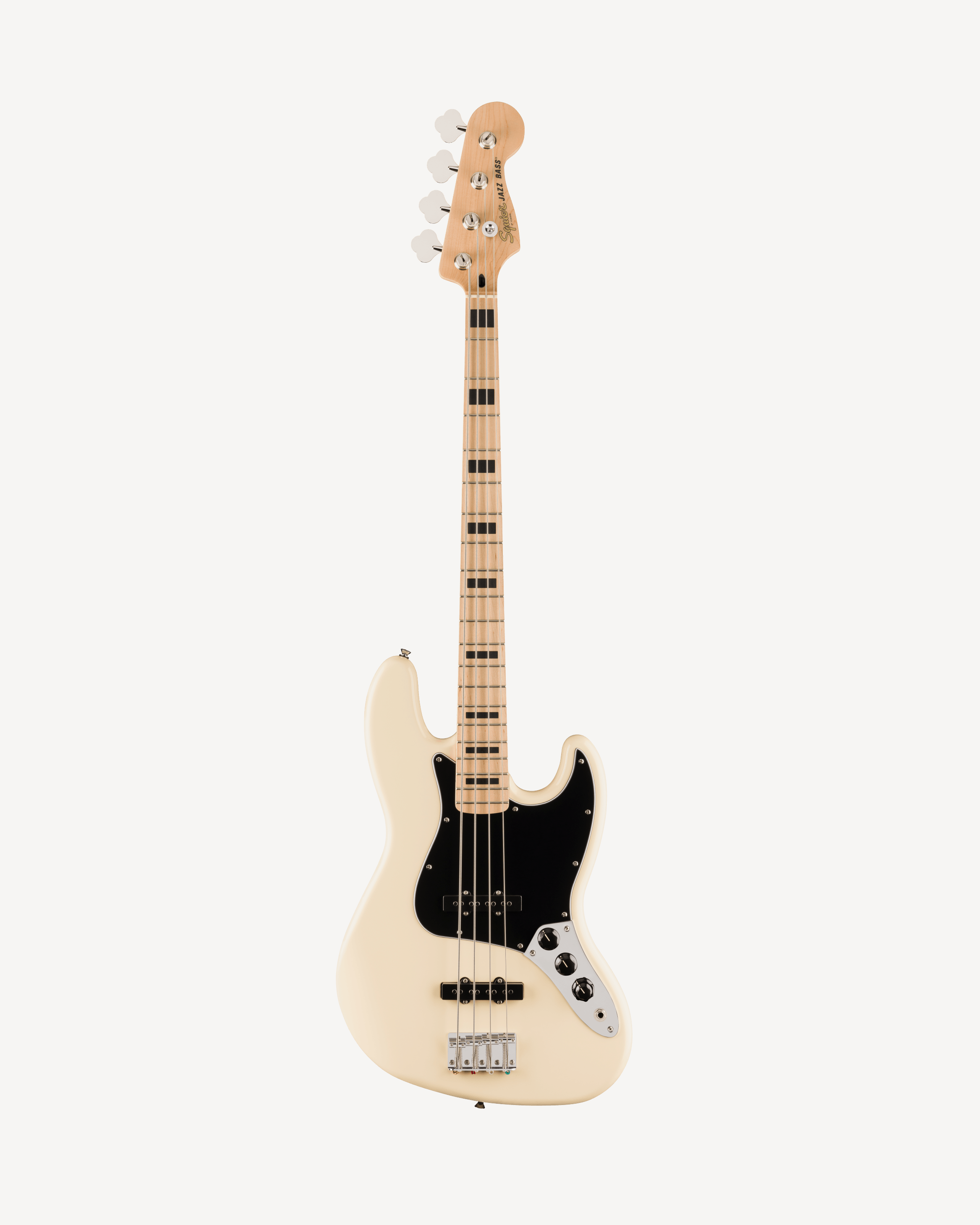 Squier Affinity Series Active Jazz Bass, Maple Fingerboard, Black Pickguard, Olympic White
