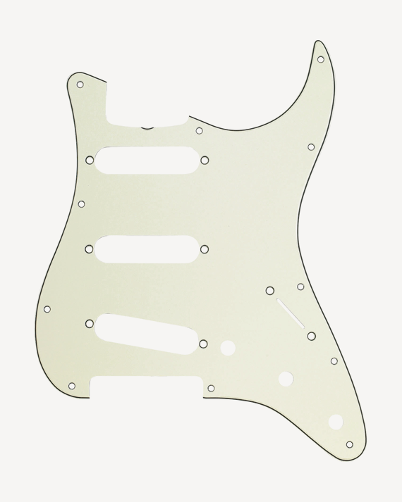 Fender Pickguard, Stratocaster® S/S/S, 11-Hole Vintage Mount (with Truss Rod Notch), Mint Green, 3-Ply